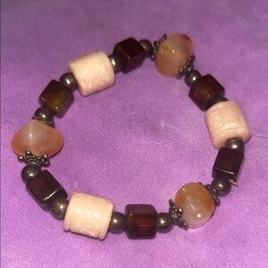 Beaded Bracelet with orange and Brown Accents